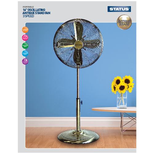 Status 16" High Quality Antique (bronze) Stand Fan  Radford Vac Centre